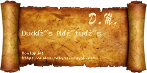 Dudás Mátyás névjegykártya