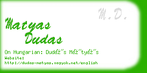 matyas dudas business card